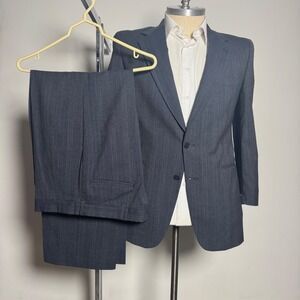 Kuppenheimer Suit Mens 38R 35x30 Gray Pinstripe Wool‎ Vintage 2 Button